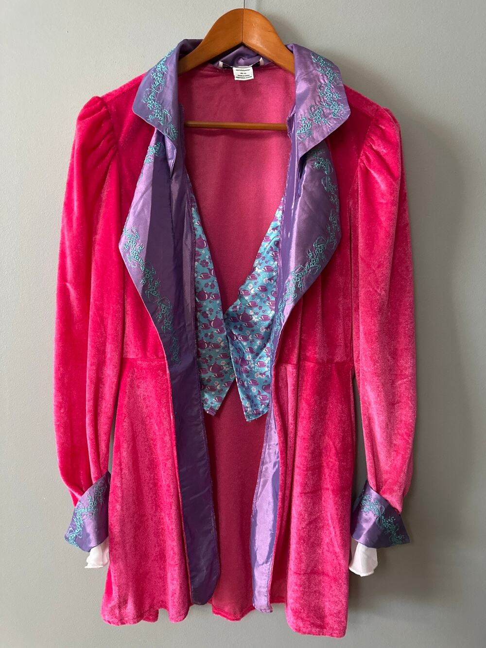Mad Hatter Costume Jacket Adult XL Pink Velvet Alice in Wonderland Tea Party